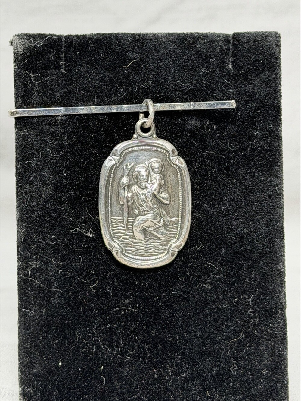 Vintage Creed Co Sterling Silver St. Christopher Medal Pendant 1.5" Marked